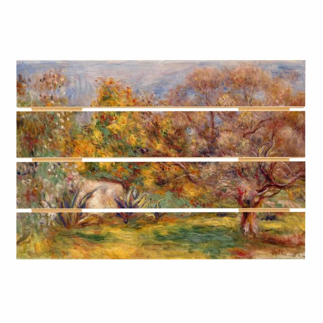 Holzbilder Landschaften Auguste Renoir - Garten mit Olivenbäumen