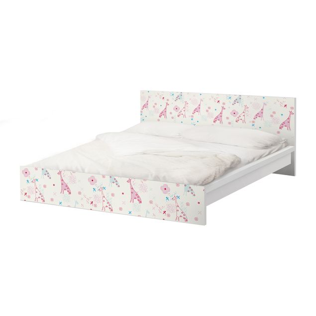 Möbelfolie für IKEA Malm Bett niedrig 140x200cm - Klebefolie Dreaming Giraffe