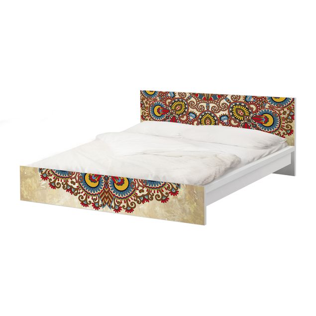 Möbelfolie für IKEA Malm Bett niedrig 140x200cm - Klebefolie Farbiges Mandala