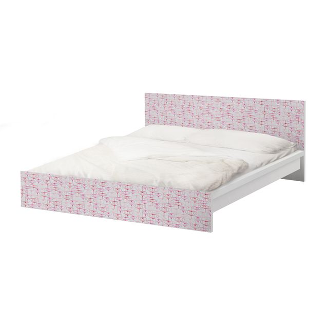 Möbelfolie für IKEA Malm Bett niedrig 140x200cm - Klebefolie Herz Muster