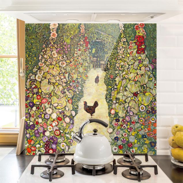 Art Deco Bilder Gustav Klimt - Gartenweg mit Hühnern