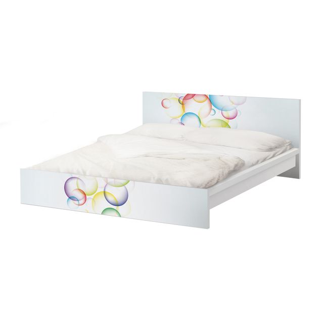 Möbelfolie für IKEA Malm Bett niedrig 140x200cm - Klebefolie Rainbow Bubbles