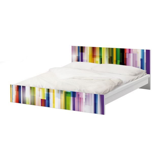 Möbelfolie für IKEA Malm Bett niedrig 140x200cm - Klebefolie Rainbow Cubes