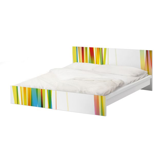 Möbelfolie für IKEA Malm Bett niedrig 140x200cm - Klebefolie Rainbow Stripes