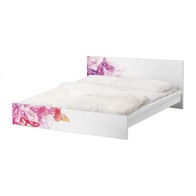 Möbelfolie für IKEA Malm Bett niedrig 140x200cm - Klebefolie Schmetterlingstraum