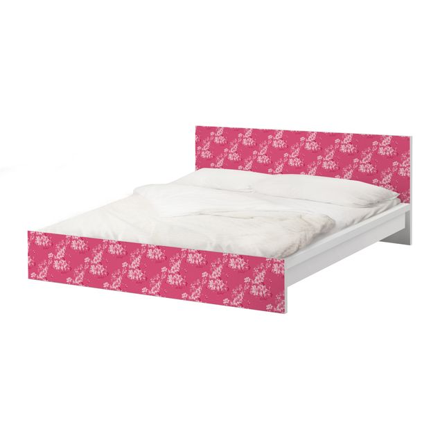 Möbelfolie für IKEA Malm Bett niedrig 160x200cm - Klebefolie Antikes Blumenmuster