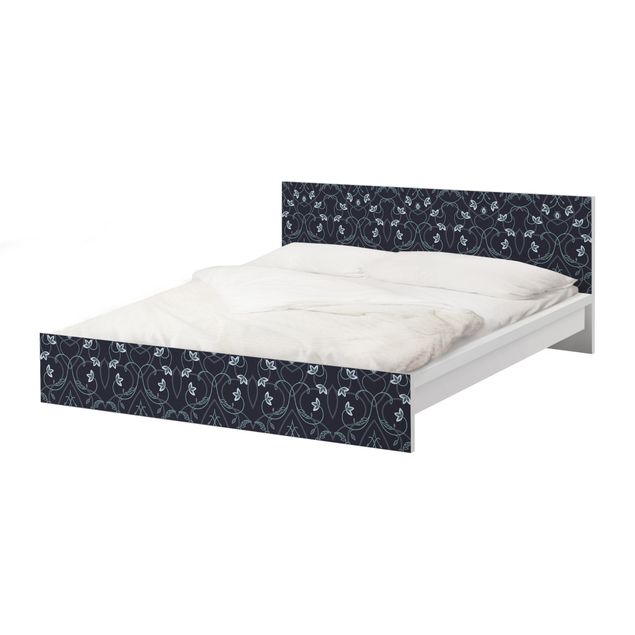 Möbelfolie für IKEA Malm Bett niedrig 160x200cm - Klebefolie Blumen Ornament Fantasie