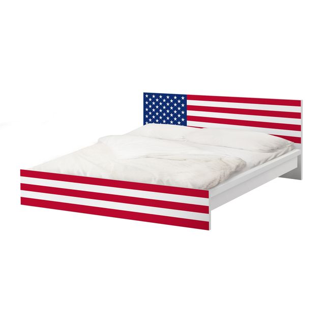 Möbelfolie für IKEA Malm Bett niedrig 160x200cm - Klebefolie Flag of America 1