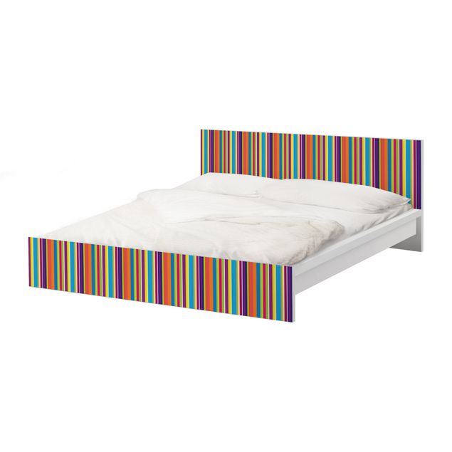 Möbelfolie für IKEA Malm Bett niedrig 160x200cm - Klebefolie Happy Stripes