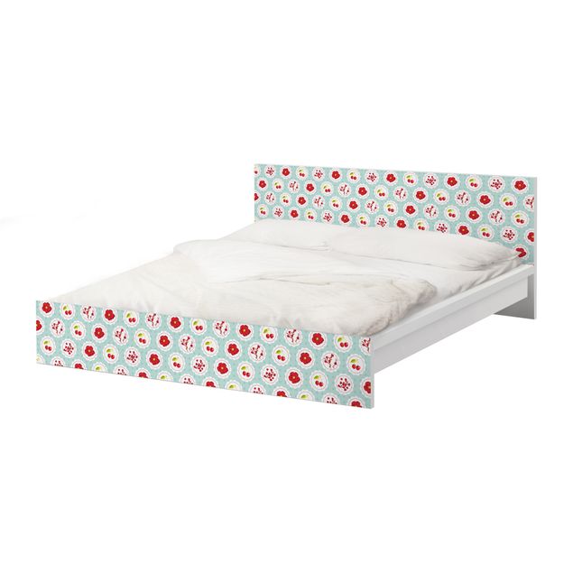 Möbelfolie für IKEA Malm Bett niedrig 160x200cm - Klebefolie Kirschen Design