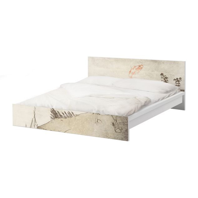 Möbelfolie für IKEA Malm Bett niedrig 160x200cm - Klebefolie No.MW8 Japanische Stille