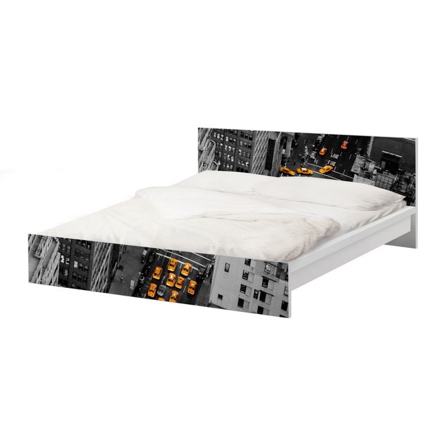 Möbelfolie für IKEA Malm Bett niedrig 160x200cm - Klebefolie Taxilichter Manhattan