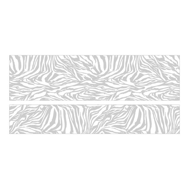 Möbelfolie für IKEA Malm Bett niedrig 160x200cm - Klebefolie Zebra Design Hellgrau