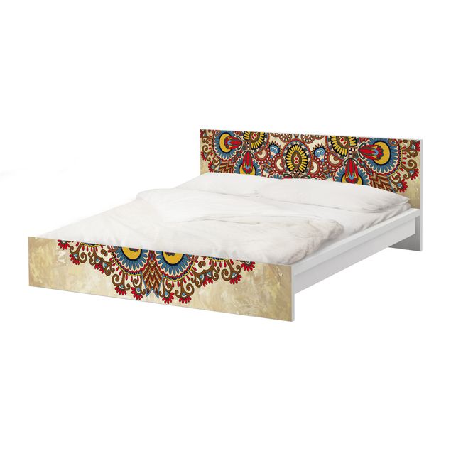 Möbelfolie für IKEA Malm Bett niedrig 180x200cm - Klebefolie Farbiges Mandala