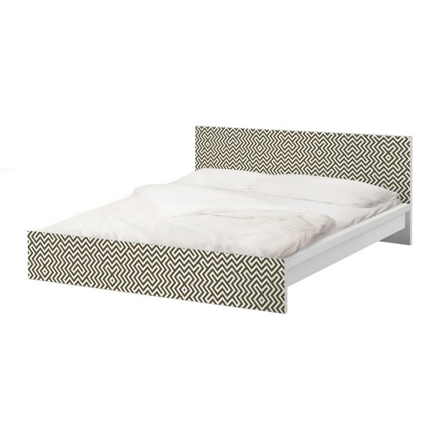 Möbelfolie für IKEA Malm Bett niedrig 180x200cm - Klebefolie Geometrisches Design Braun