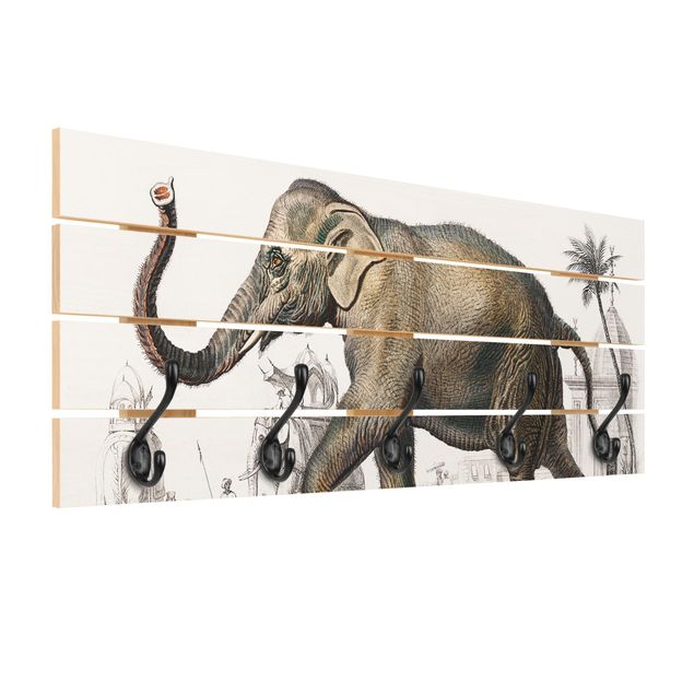 Wandgarderobe mit Motiv Vintage Lehrtafel Elefant