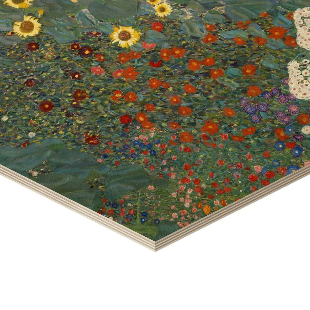 Bilder auf Holz Gustav Klimt - Garten Sonnenblumen