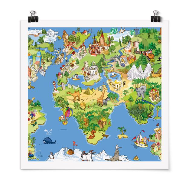 Wandbilder Weltkarten Great And Funny Worldmap