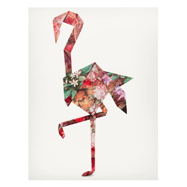 Magnettafeln Blumen Origami Flamingo