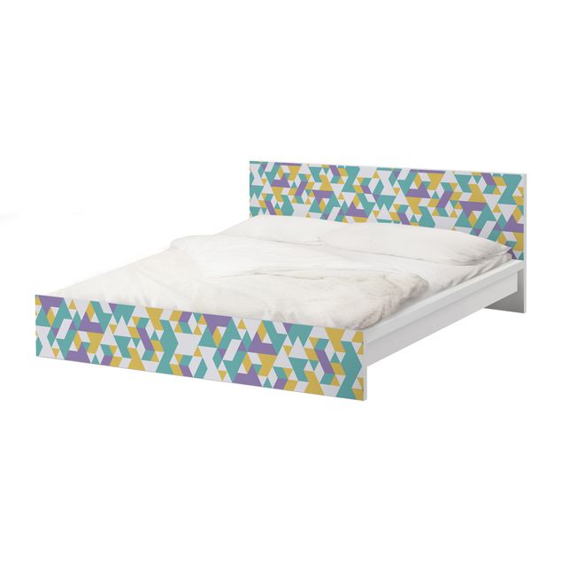 Möbelfolie für IKEA Malm Bett niedrig 180x200cm - Klebefolie No.RY33 Lilac Triangles
