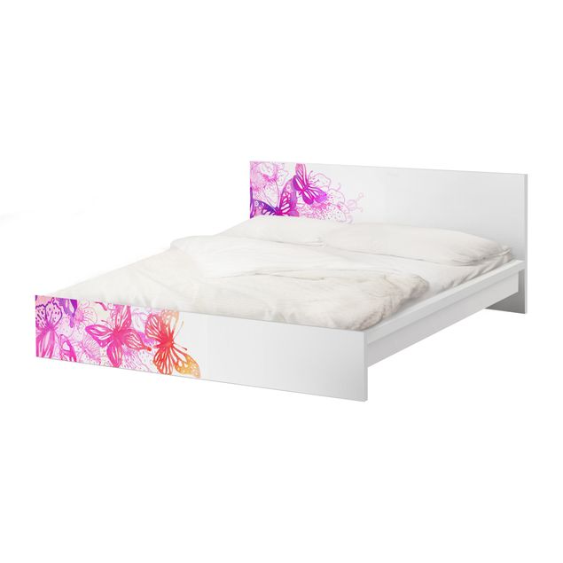 Möbelfolie für IKEA Malm Bett niedrig 180x200cm - Klebefolie Schmetterlingstraum