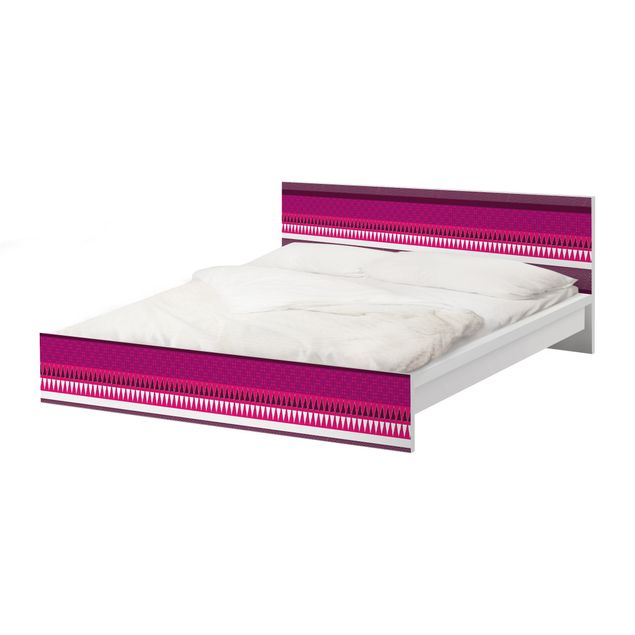 Möbelfolie für IKEA Malm Bett niedrig 180x200cm - Klebefolie Pink Ethnomix