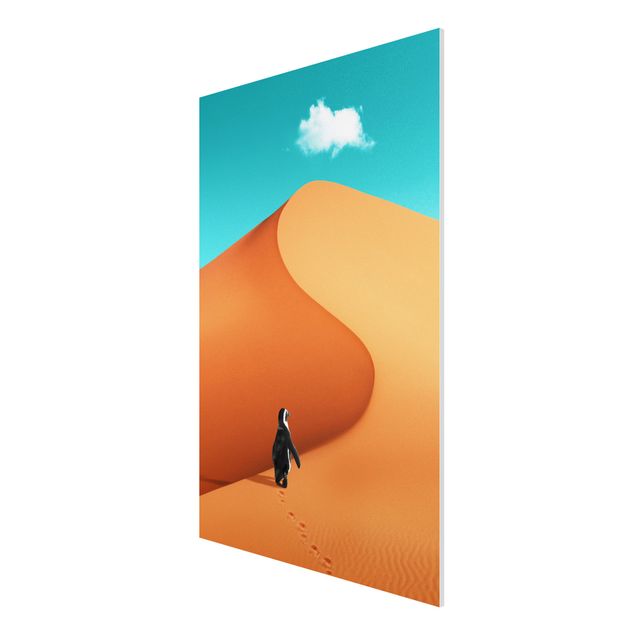 Wandbilder Kunstdrucke Wüste mit Pinguin