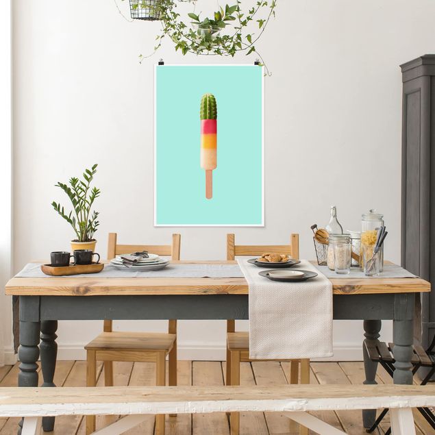 Poster Kunstdruck Eis mit Kaktus
