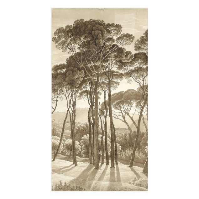 Duschrückwand - Hendrik Voogd Landschaft mit Bäumen in Beige