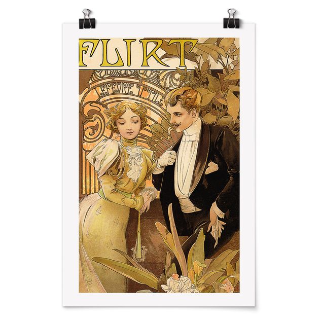 Kunstdrucke Poster Alfons Mucha - Werbeplakat für Flirt Biscuits