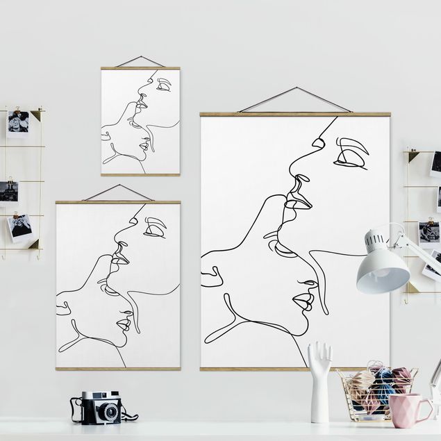 Wandbilder Akt & Erotik Line Art Zärtliche Gesichter Schwarz Weiß