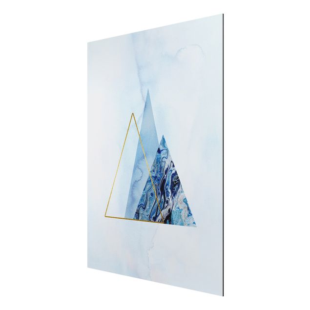 Wandbilder Abstrakt Geometrie in Blau und Gold II