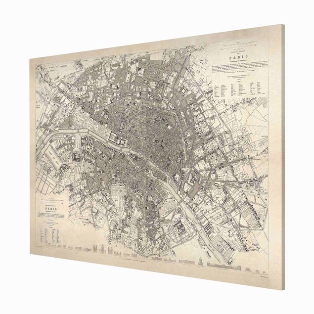 Wandbilder Architektur & Skyline Vintage Stadtplan Paris