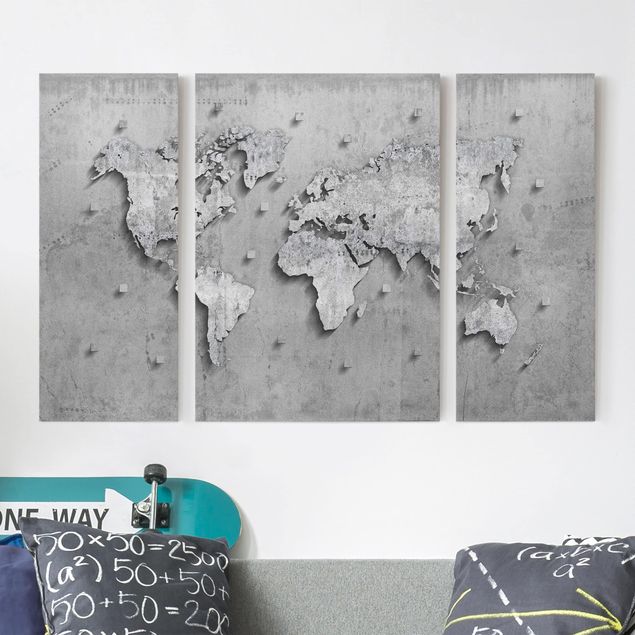 Leinwandbilder Steine Beton Weltkarte