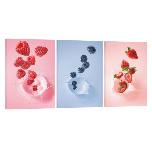 Wandbilder Früchte Bunte Früchte Milch Splash