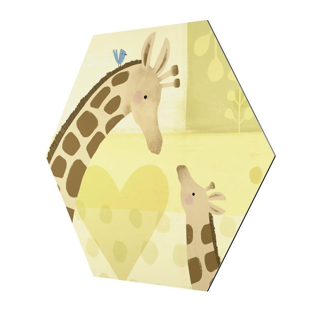Wandbilder Gelb Mama und ich - Giraffen