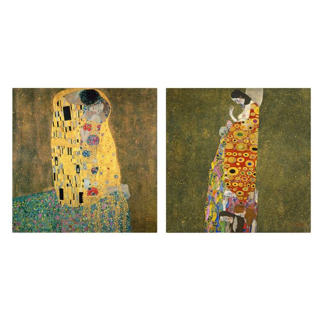 Wandbilder Kunstdrucke Gustav Klimt - Kuss und Hoffnung