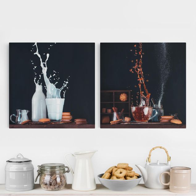 Wanddeko Küche Milch und Tee Komposition