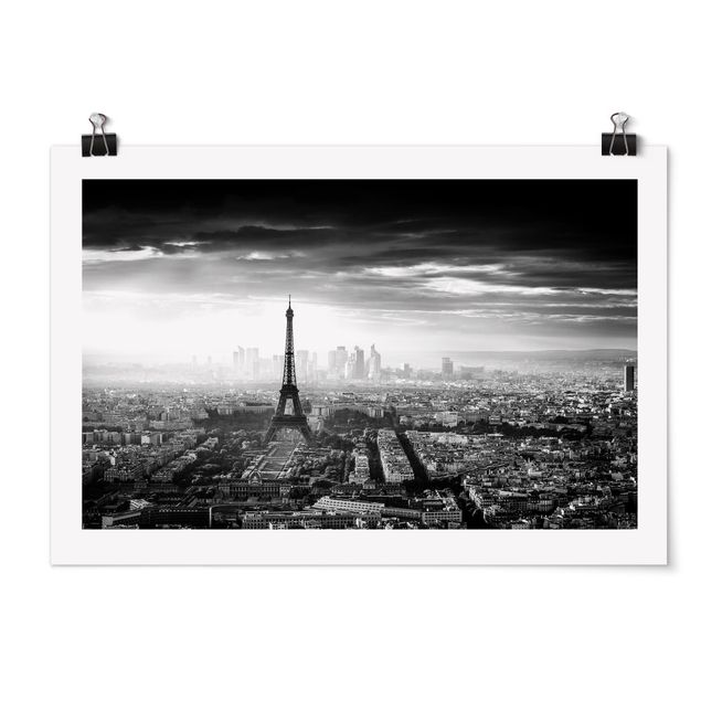 Städteposter Der Eiffelturm von Oben Schwarz-weiß