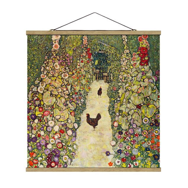 Wandbilder Floral Gustav Klimt - Gartenweg mit Hühnern