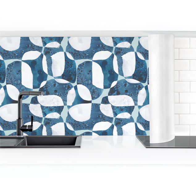 Küchenrückwand Folie Lebende Steine Muster in Blau II
