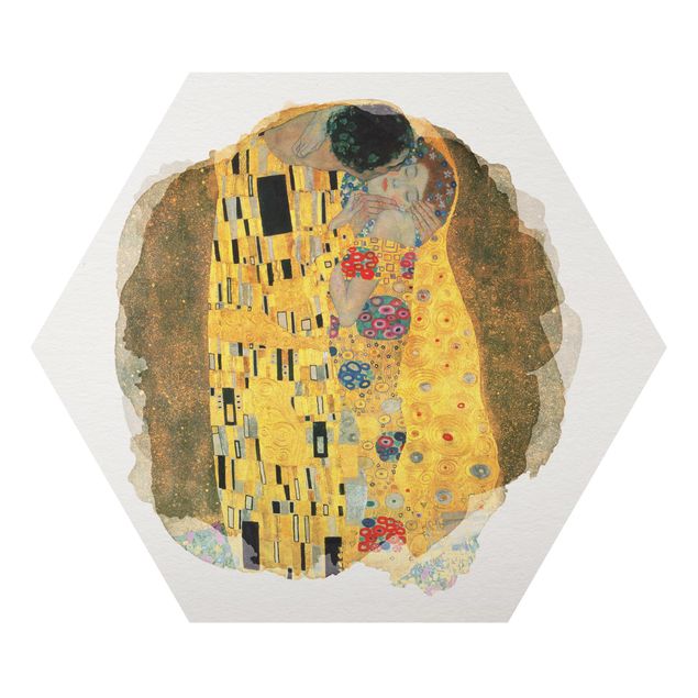 Wandbilder Portrait Wasserfarben - Gustav Klimt - Der Kuss