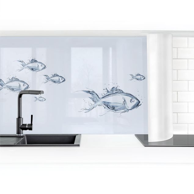 Küchenrückwand Folie selbstklebend Liquid Silver Fish