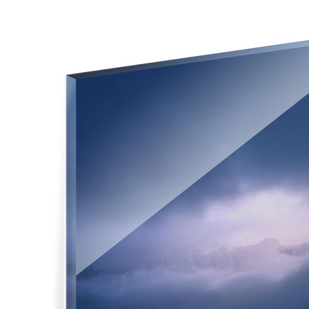 Spritzschutz Glas - Drei Zinnen in blauem Licht - Panorama - 5:2