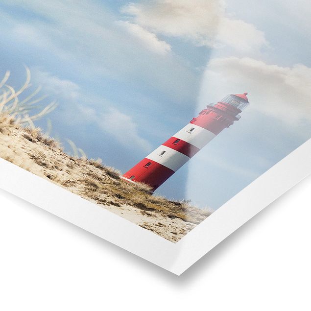 Poster Naturbilder Leuchtturm in den Dünen
