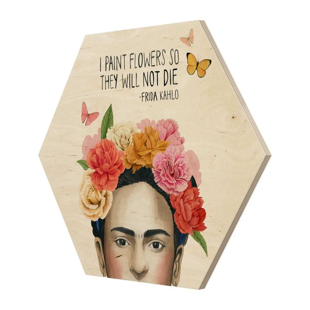 Hexagon Bild Holz - Fridas Gedanken - Blumen