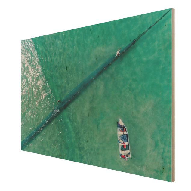 maritime Bilder auf Holz Luftbild - Fischer