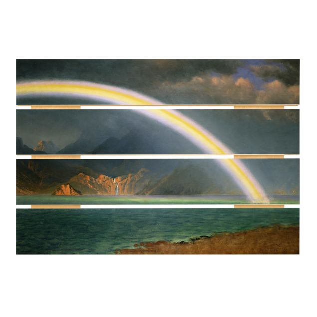 Holzbilder Landschaften Albert Bierstadt - Regenbogen über Jenny Lake