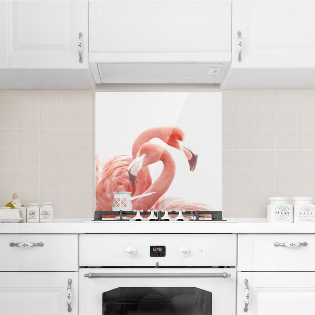 Glasrückwand Küche Zwei Flamingos