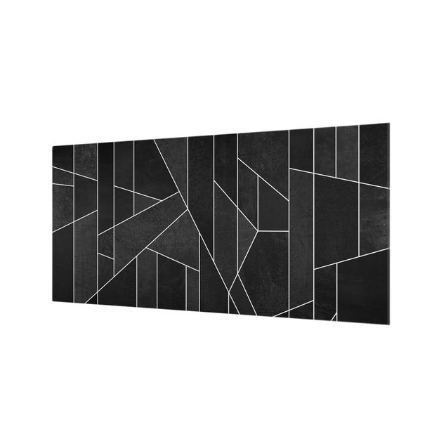 Spritzschutz Glas - Schwarz Weiß Geometrie Aquarell - Querformat - 2:1